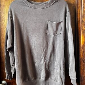 Aerie Distressed Brown Sweater with Pocket
